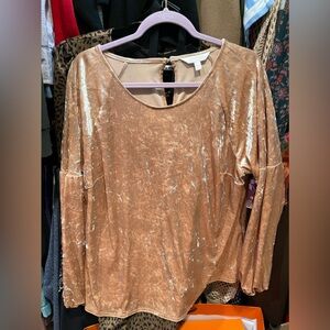 Lauren Conrad pink crushed velvet like shirt xxl